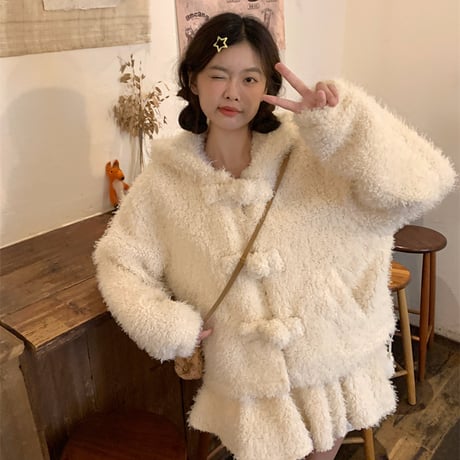 Kawaii Lamb Cashmere  Warm Cotton Short Jacket  wt029