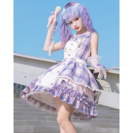 パープルチェックアイドルジャンスカセット 1403