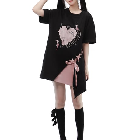 24cmShop可愛いリボンHeartPrint T-shirt tx076