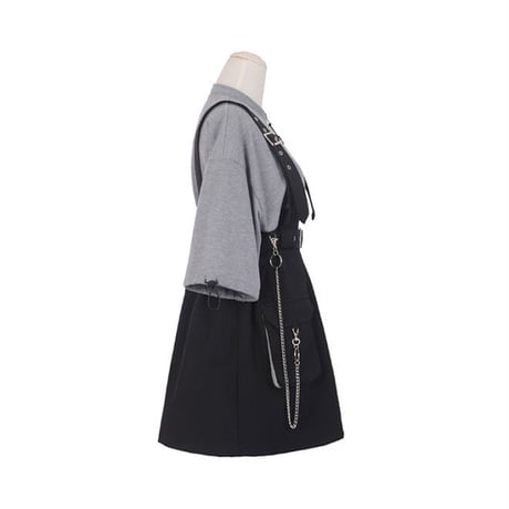 24cmShop バイカラースウェットワンピース＋ウエストストラップベルト1233