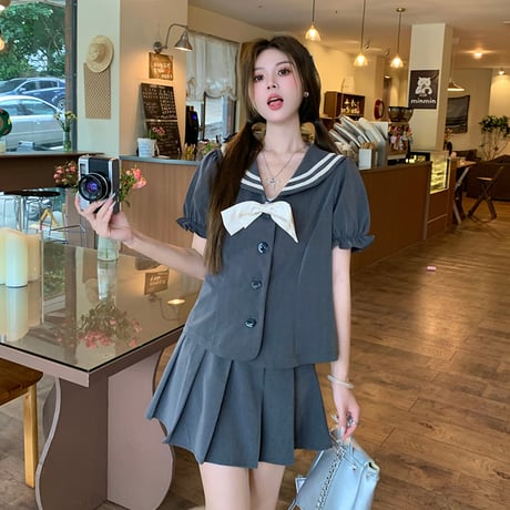 24cmShop 韓国ファッションブラウス + スカート2点セット sus097