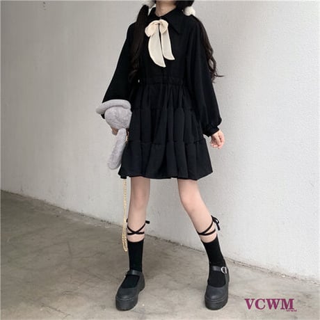 24cmShop リボン長袖可愛いワンピース   951