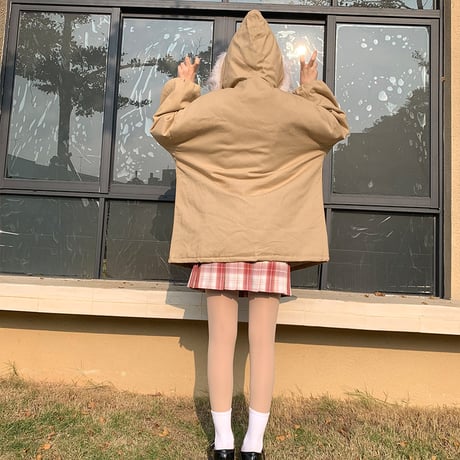 Kawaii Thickened  Warm Cotton Long Jacket  wt024