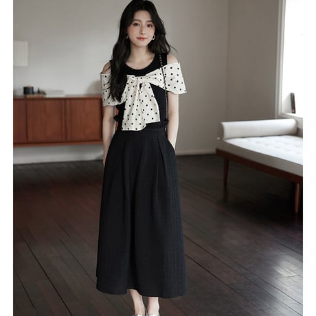 24cmShop 韓国ファッション かわいい半袖+長いスカート 2点セット sus067