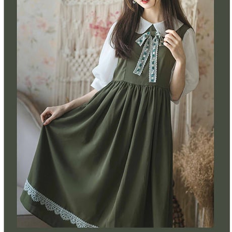可愛い春服刺繍ワンピース 809