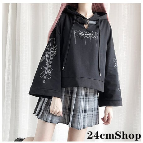 24cmShop ネックストラップバックスリットロックパーカー 1101