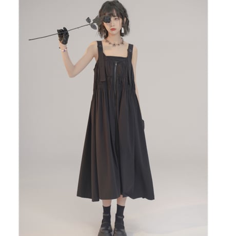 24cmShop 高級感  気質  ブラック  キャミソールワンピース ops040
