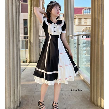 アシンメトリー半袖フリルワンピース opf085