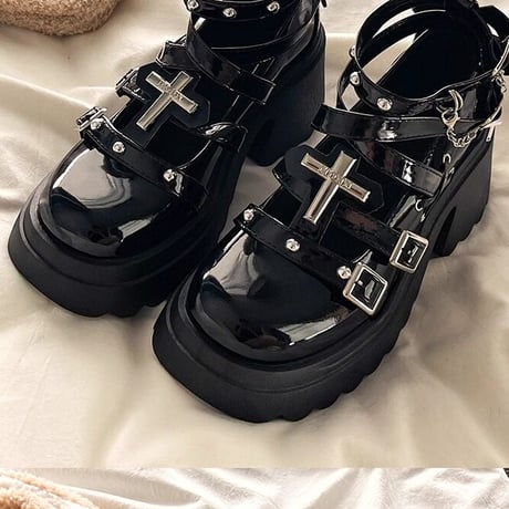 24cmShopパンク風厚底ロリータ革靴 JKレディースシューズ sh125