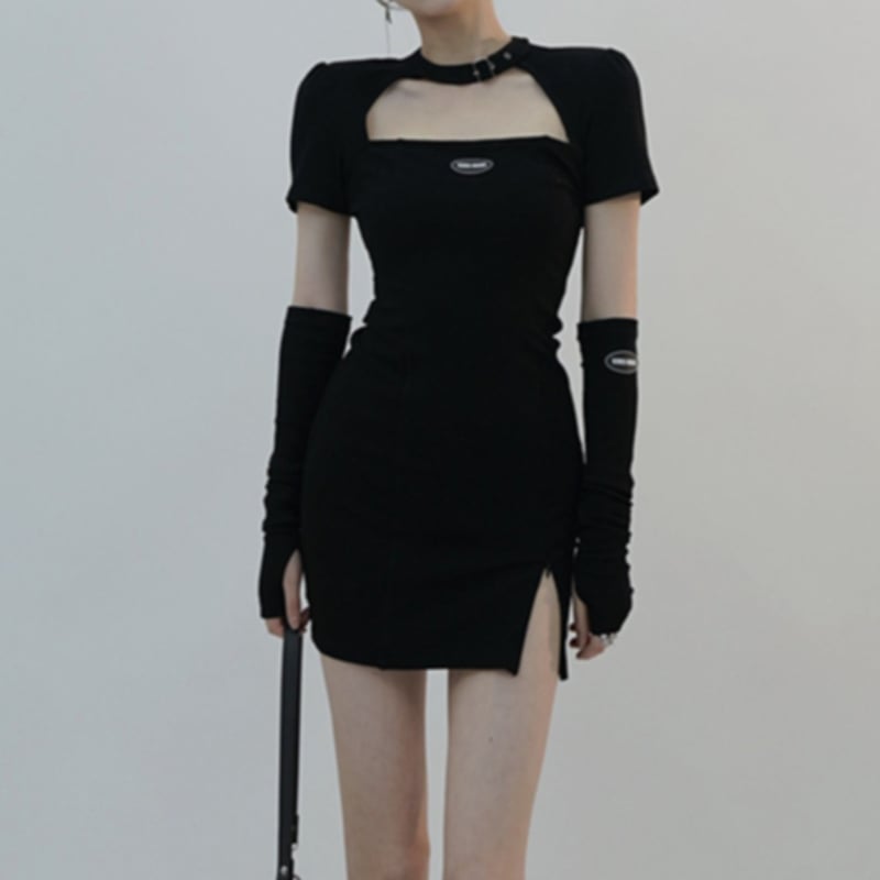 24cmshopスタイリッシュでセクシーな黒ワンピースops023