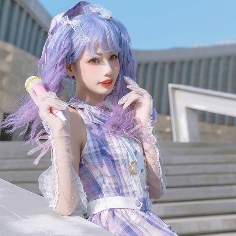 パープルチェックアイドルジャンスカセット 1403 | 可愛い服量産 パープルチェックアイドルジャンスカセット 1403 | 可愛い服量産