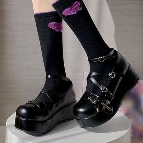 十字クロスストラップロリータシューズ  sh050