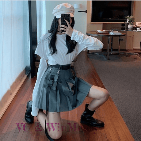 SetUp 長袖Tシャツ+プリーツスカート 145