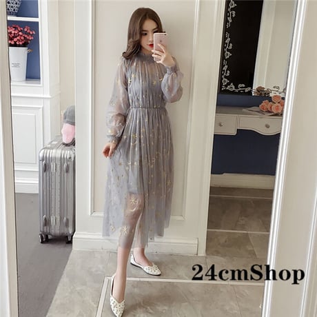 24cmshop 月＆星ボタン韓国ファッションワンピース 1155