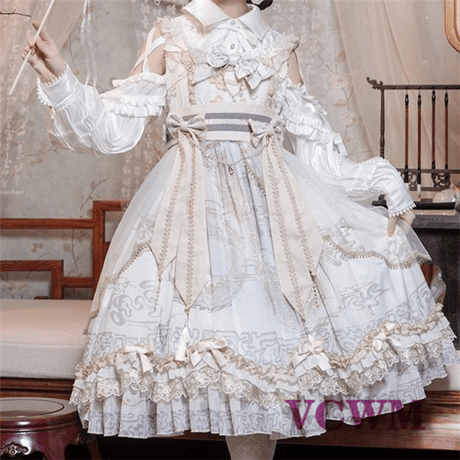 クロスショルダー ウエストマークリボンドレス 1044