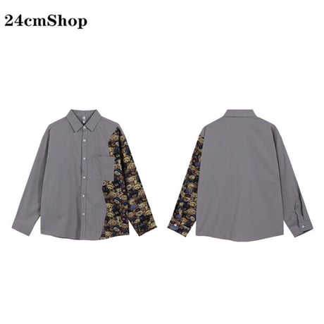 24cmShop原宿風総柄フラワー ビッグシャツ1338