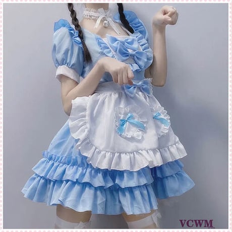 フリル リボン ブルーメイド服 950