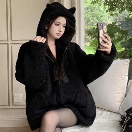 Kawaii Lamb Cashmere  Warm Cotton Short Jacket  wt025