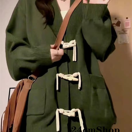 24cmShop かわいい緑ニットセーターコート1420