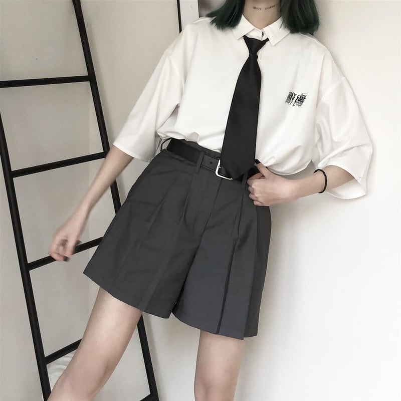 地雷系シャツネクタイベルトズボン4点セット 808 | 可愛い服量産