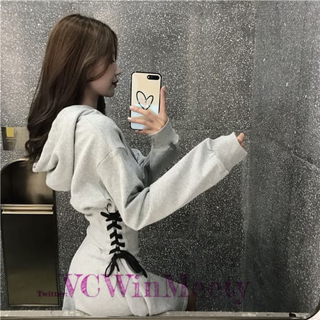 【Amazonで購入可能】韓国ファッションパーカーワンピース 211