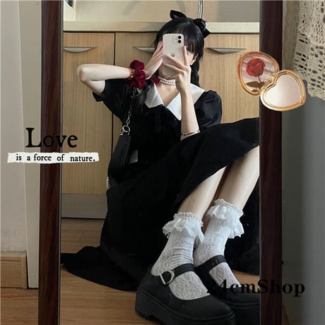 24cmShopブラック系半袖ファッションワンピース 1218