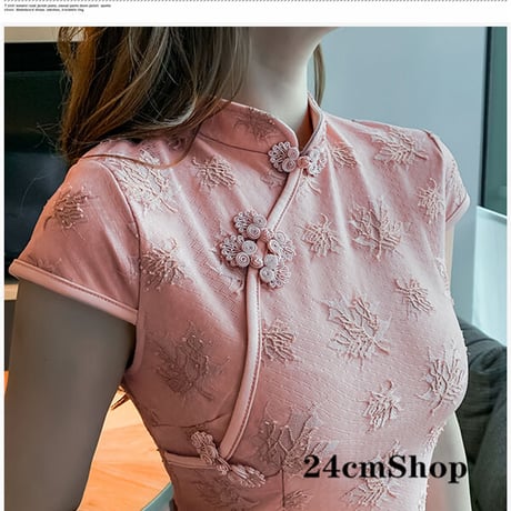 24cmShopリーフレーススリットチャイナワンピース 1224