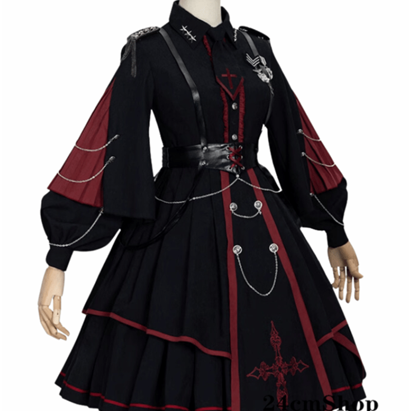 Lolita ゴシックロザリオワンピース＋レザーコルセット ロリータ ゴスロリ 24cmShopゴシックロザリオワンピース＋レザーコルセット1377