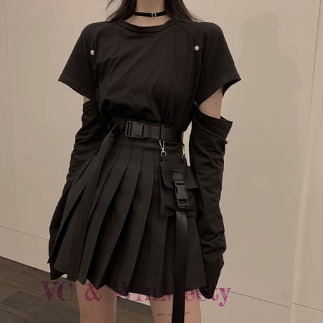 SetUp 長袖Tシャツ+プリーツスカート 145