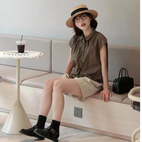 24cmShop 韓国ファッションブラウス  + ショートパンツ2点セット sus094