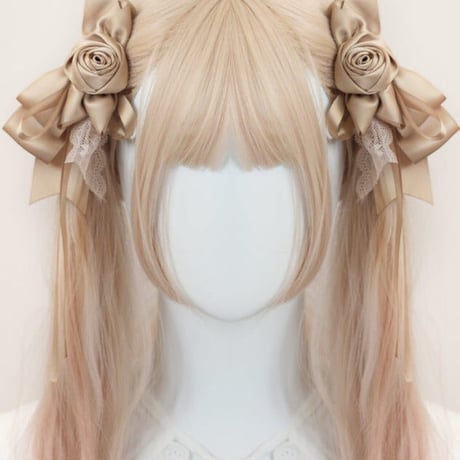 ローズリボンペアクリップヘアアクセサリー 1361