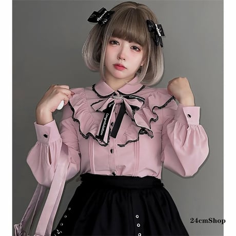 24cmShop地雷系フリル襟ブラックピンクセットアップとスカートsuf015