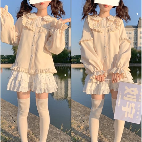 24cmshopフリルカラーキャンディスリーブブラウス cy003