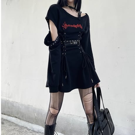 24cmshopダーク系ロック風ワンピースops017