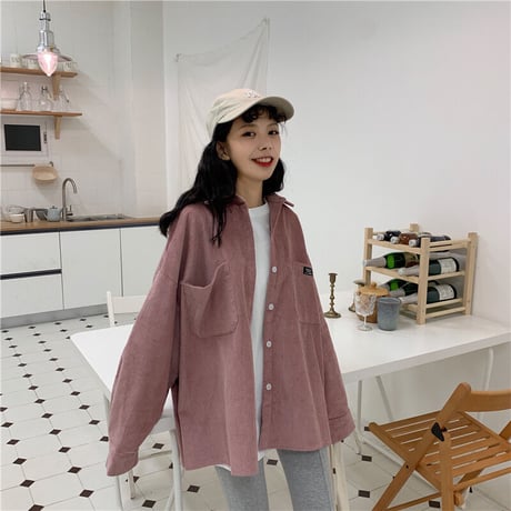 Top  ファッションコーデュロイ長袖シャツ  672