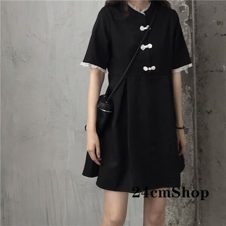 24cmShop レトロチャイナボタンワンピース 442