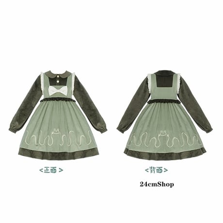 ホワイトリボンベルベットワンピース opf127