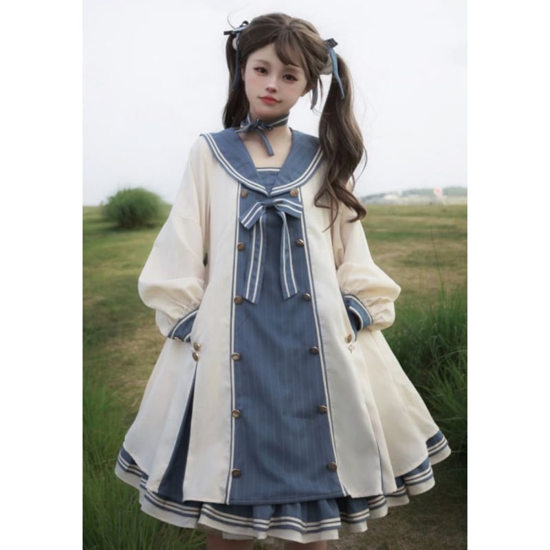 セーラーカラーAラインレイヤードワンピースopf164 | 可愛い服 セーラーカラーAラインレイヤードワンピースopf164 | 可愛い服