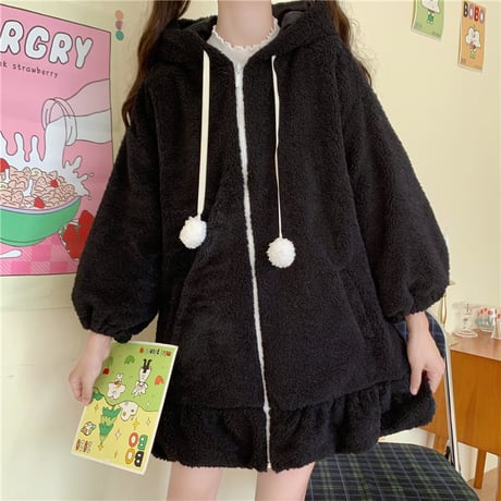 Kawaii Lamb Cashmere  Warm Cotton Short Jacket  wt026