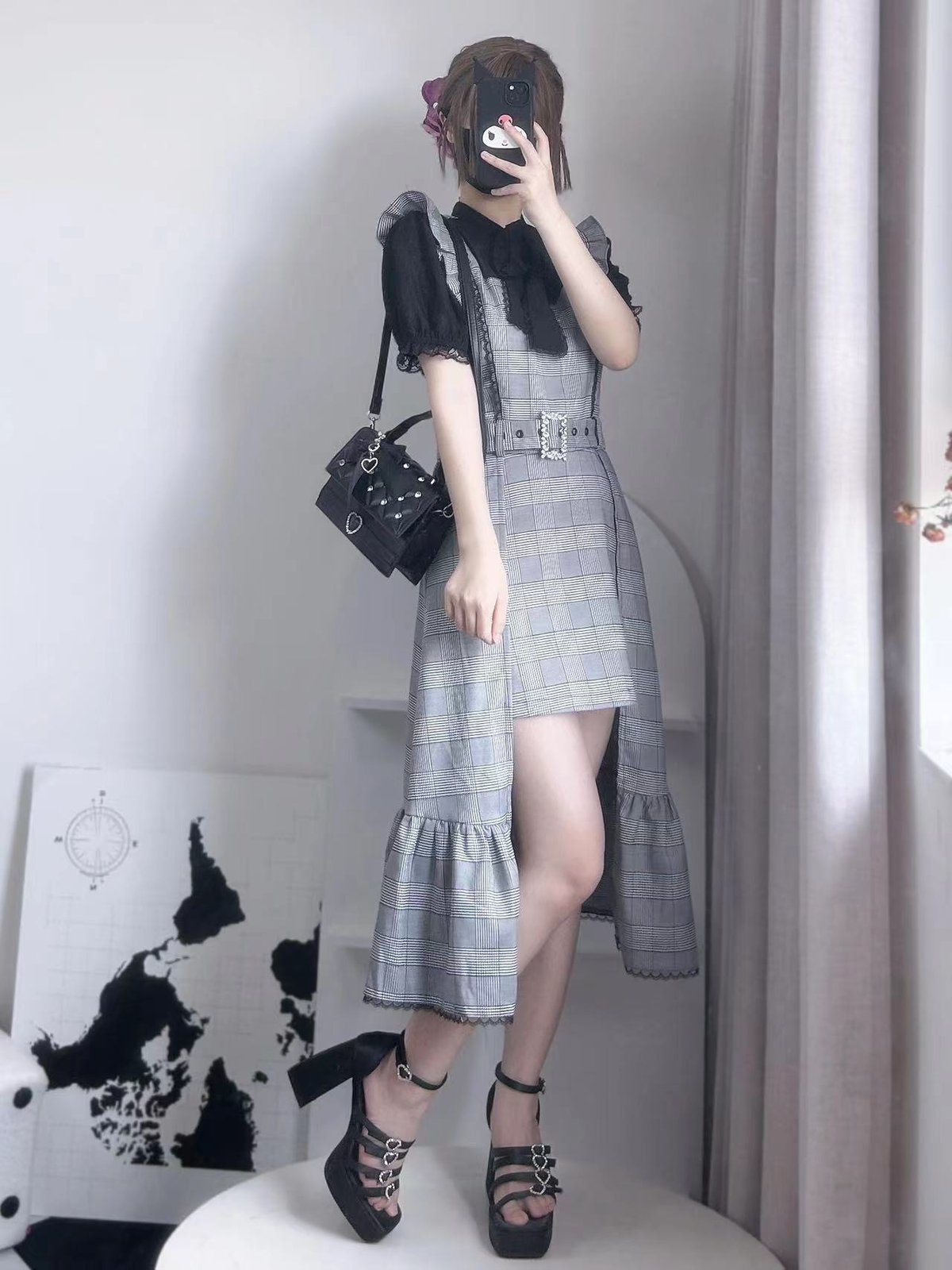 なおページ　　フリルワンピース　&サスペンダースカート Girly Doll ワンピース サスペンダーワンピース : ZOZOTOWN