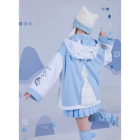 【天使界隈】フーディースウェットジャケット+プリーツスカート 2点セット sus147