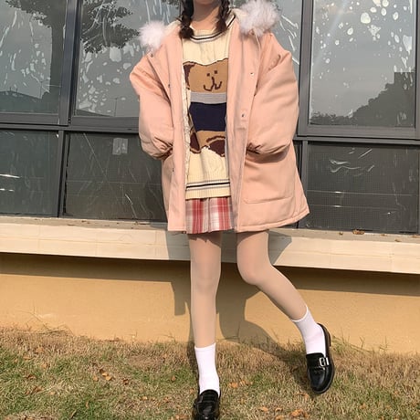 Kawaii Thickened  Warm Cotton Long Jacket  wt024