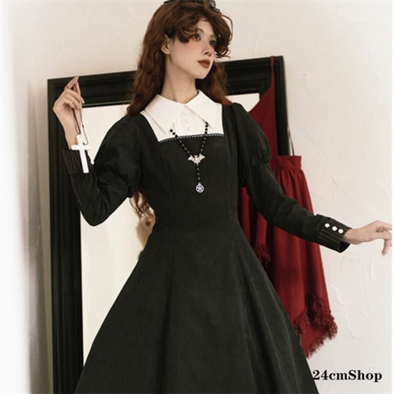 ゴシックカレッジロングロリータドレス opf018 | 可愛い服量産型 ゴシックカレッジロングロリータドレス opf018 | 可愛い服量産型