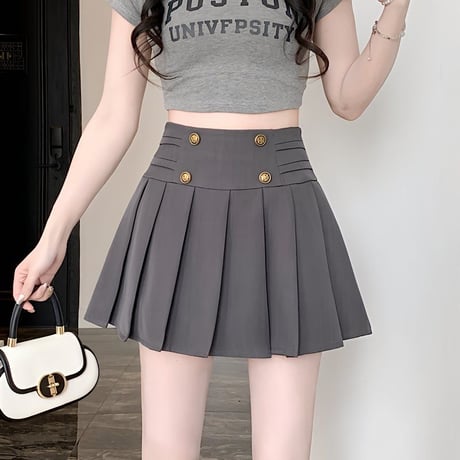 24cmShop カレッジ風 ハイウエスト A字プリーツミニスカートDQ046