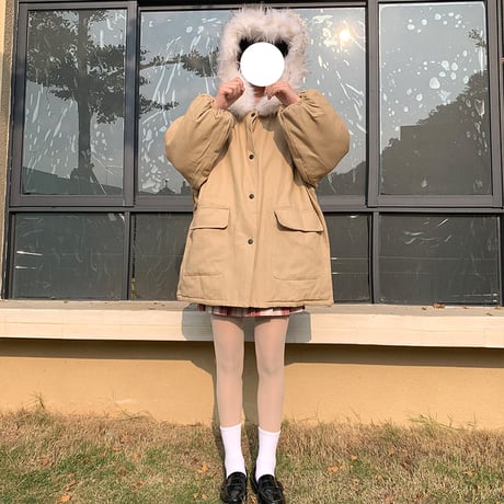 Kawaii Thickened  Warm Cotton Long Jacket  wt024