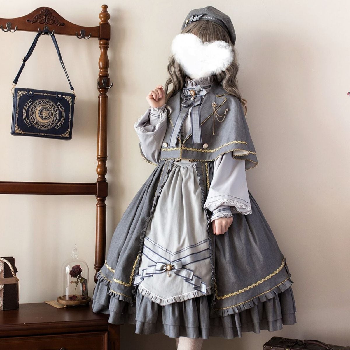 クラシカルケープ付きロリータセットアップ 1412 | 可愛い服量産型服