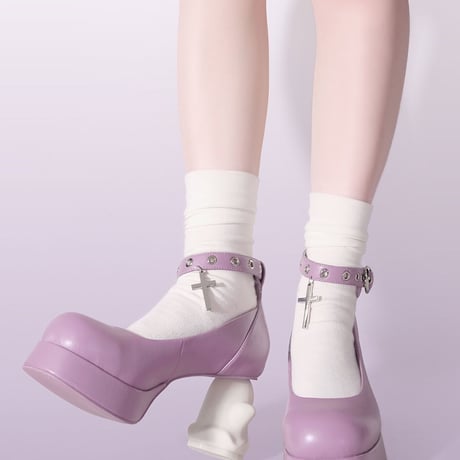 24cmShopゴーストy2kサブカルパンククロスストラップシューズ 1362