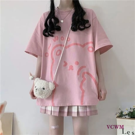 プリントTシャツ+プリーツジャンパースカート  907