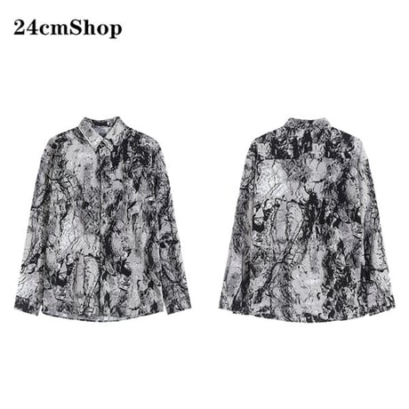 24cmShop原宿風総柄フラワー ビッグシャツ1336