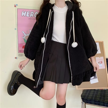 Kawaii Lamb Cashmere  Warm Cotton Short Jacket  wt026